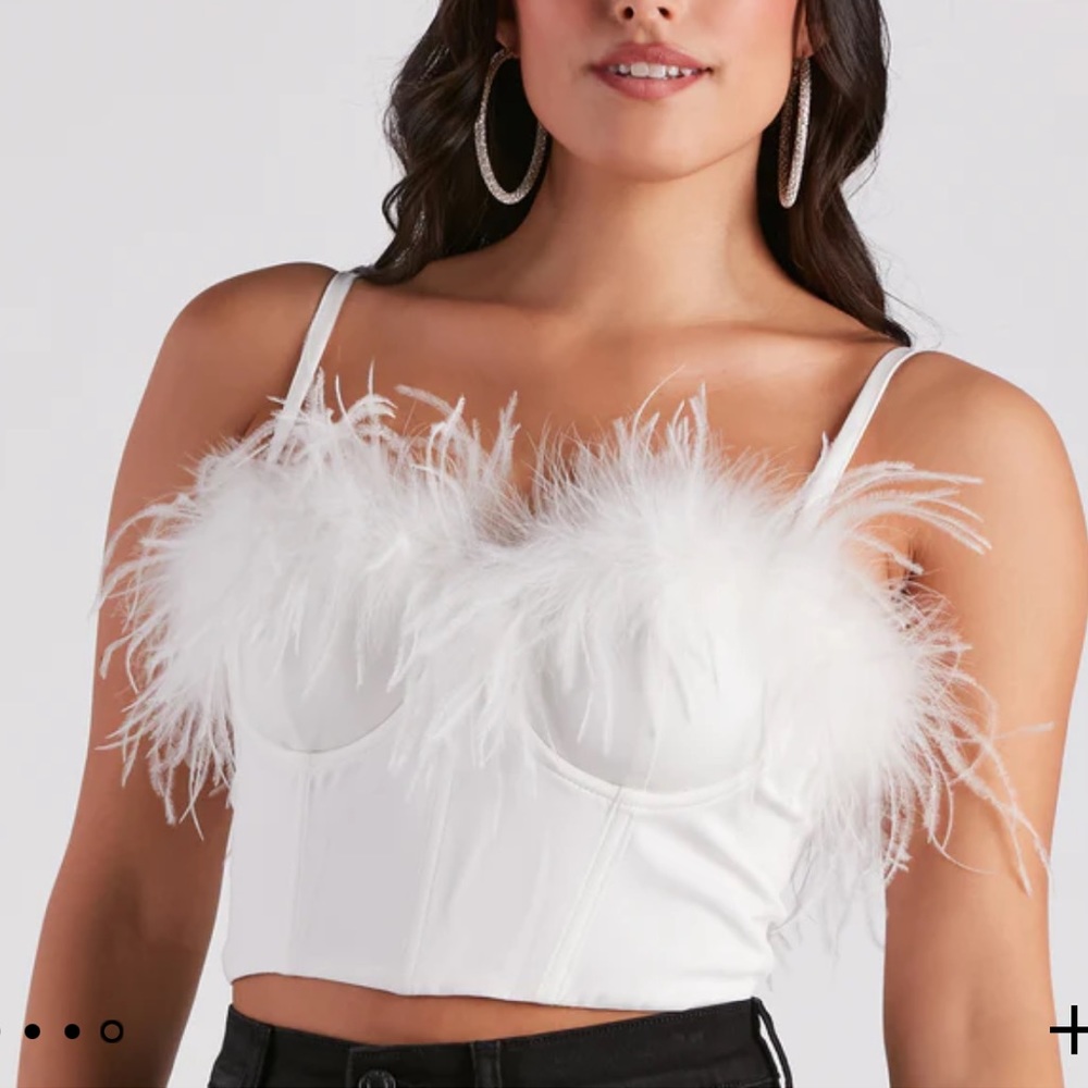 Windsor While Feather Corset Top